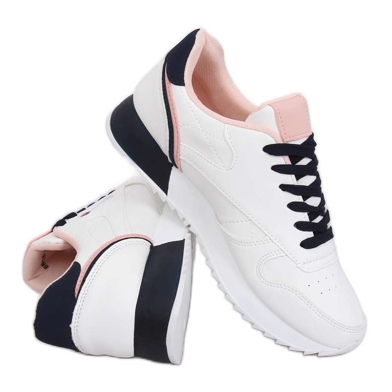 Scarpe sportive da donna bianche BK938 WHITE / BLUE bianca blu navy