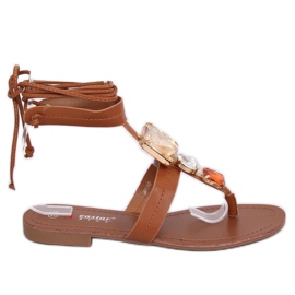 Infradito con pietre cammello JH126P Camel marrone