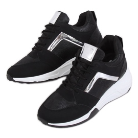 Sneakers nere con zeppa YL-33 Black nero giallo