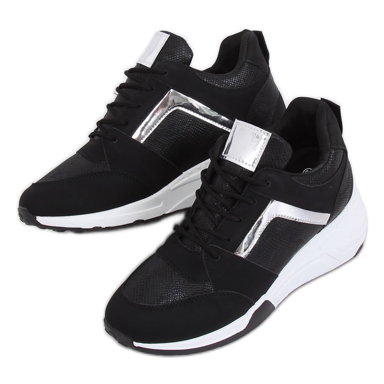 Sneakers nere con zeppa YL-33 Black nero giallo