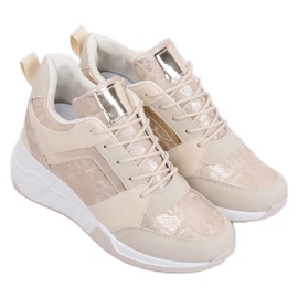 Sneakers con zeppa beige YL-33 Beige