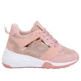 Sneakers con zeppa rosa YL-33 Champagne