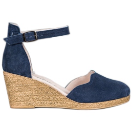 Filippo Scarpe con zeppa in pelle blu navy blu