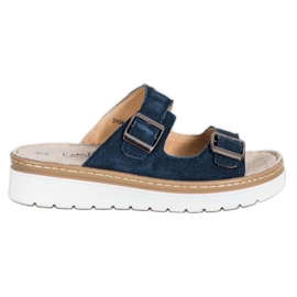 Filippo Comode pantofole in pelle blu