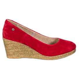 Filippo Décolleté con zeppa in pelle rosso