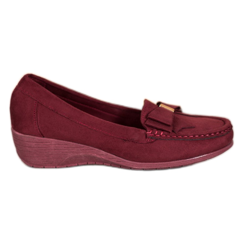 SHELOVET Ballerine bordeaux su zeppa rosso