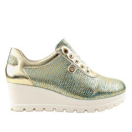 Sneakers con zeppa alla moda dorate JFL663-5 d'oro