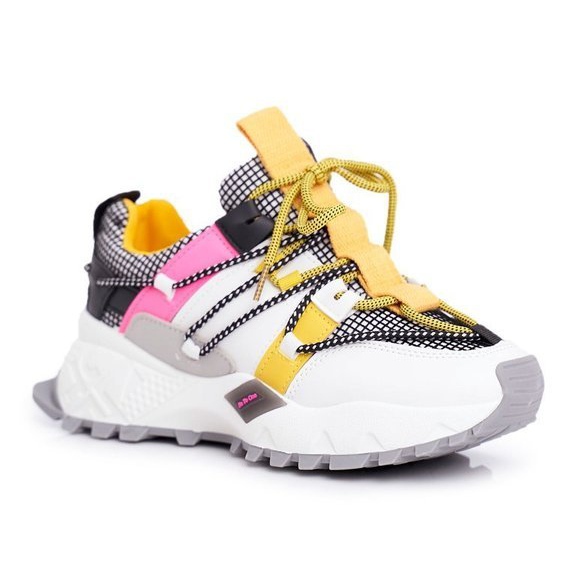 SEA Calzature sportive bianche da donna LA91 bianca nero multicolore giallo