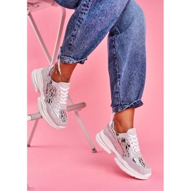 S.Barski Sneakers sportive in pelle argento LR92099 grigio