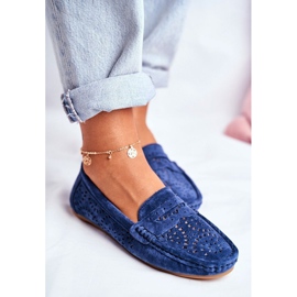 S.Barski Mocassini traforati in camoscio blu navy LR92309