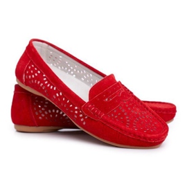 S.Barski Mocassini traforati in camoscio rosso LR92309