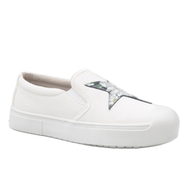 Sneakers slip-on bianche con stella JT28-41 bianca