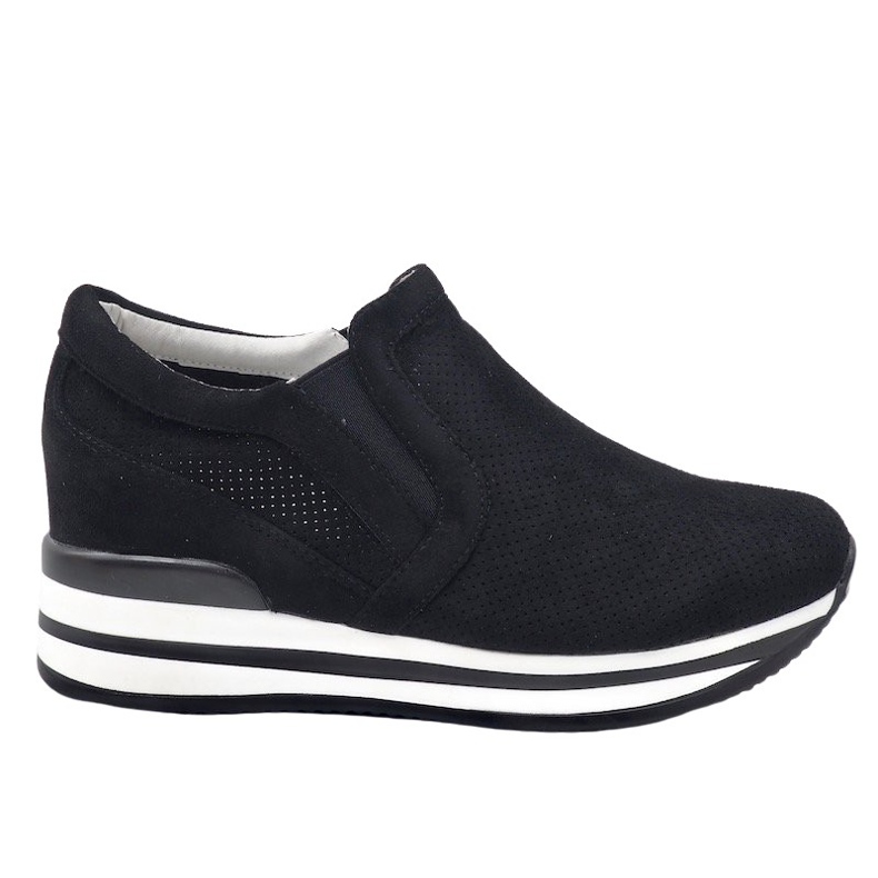 Sneakers nere con zeppe traforate RQ259 nero