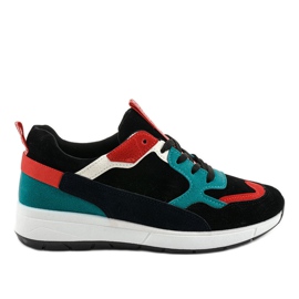 Sneakers nere, sneakers sportive C9212 nero multicolore