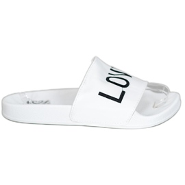 Small Swan LOVE &amp; HATE Pantofole Ecopelle bianco