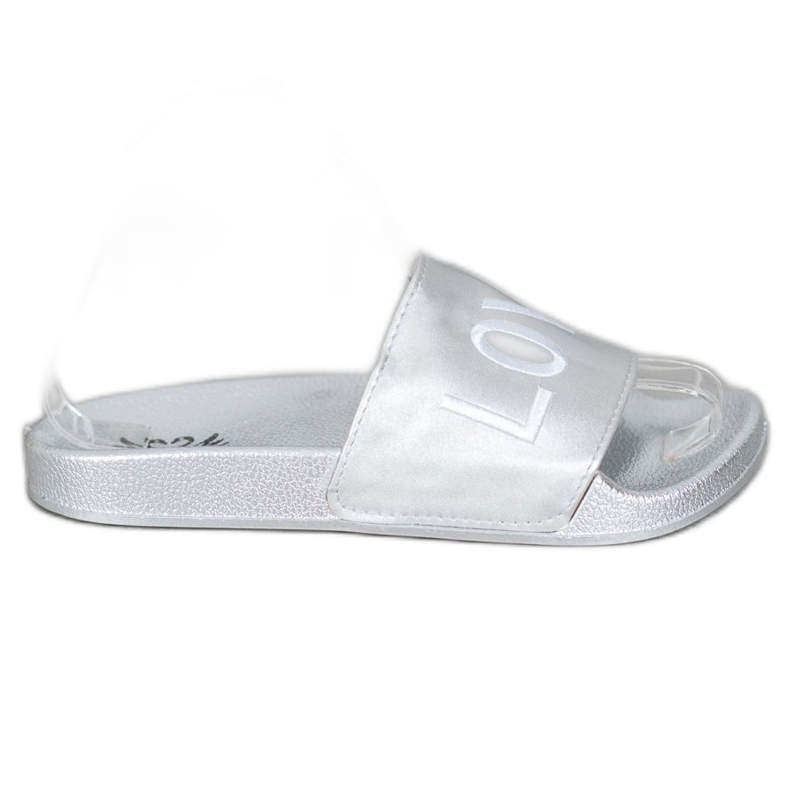 Small Swan LOVE &amp; HATE Pantofole Ecopelle d'argento