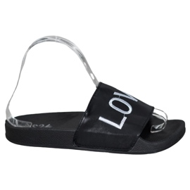 Small Swan LOVE &amp; HATE Pantofole Ecopelle nero