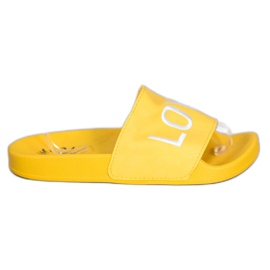 Small Swan LOVE &amp; HATE Pantofole Ecopelle giallo