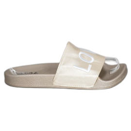 Small Swan LOVE &amp; HATE Pantofole Ecopelle d'oro