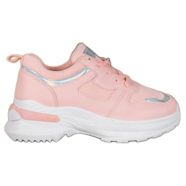 SHELOVET Sneakers rosa con effetto olografico