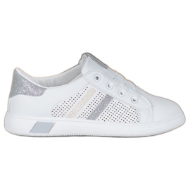 SHELOVET Scarpe sportive bianche con glitter bianca grigio