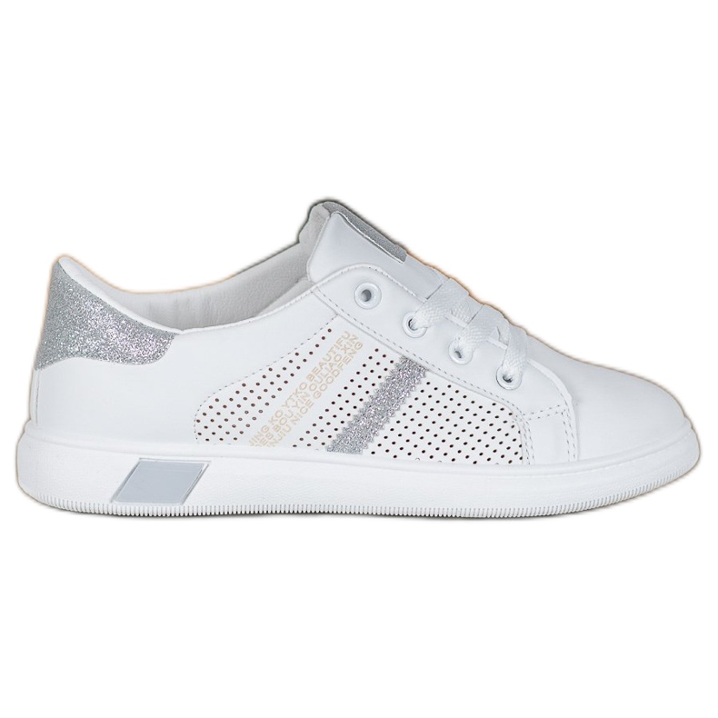 SHELOVET Scarpe sportive bianche con glitter bianca grigio