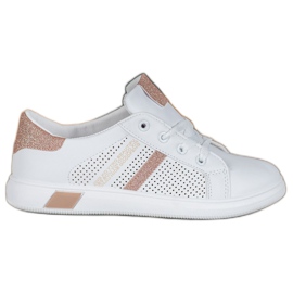 SHELOVET Scarpe sportive bianche con glitter bianco giallo