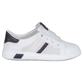 SHELOVET Scarpe sportive bianche con glitter bianco nero
