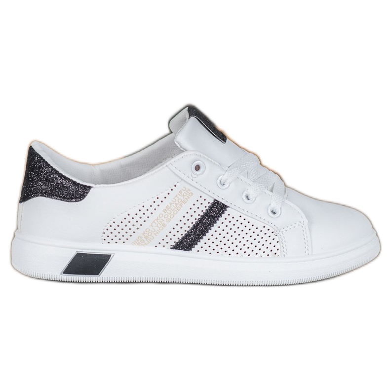 SHELOVET Scarpe sportive bianche con glitter bianca nero