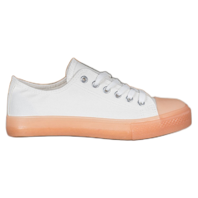 SHELOVET Sneakers Con Suola Colorata bianca