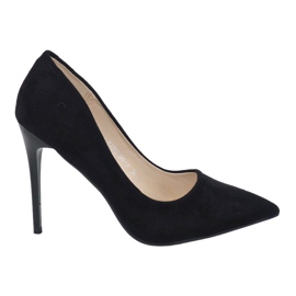 Classiche scarpe col tacco YJS82188 in ecopelle scamosciata nera nero