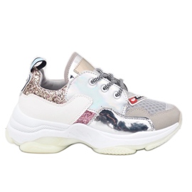 Sneakers sportive eleganti argento B0-206 grigio multicolore