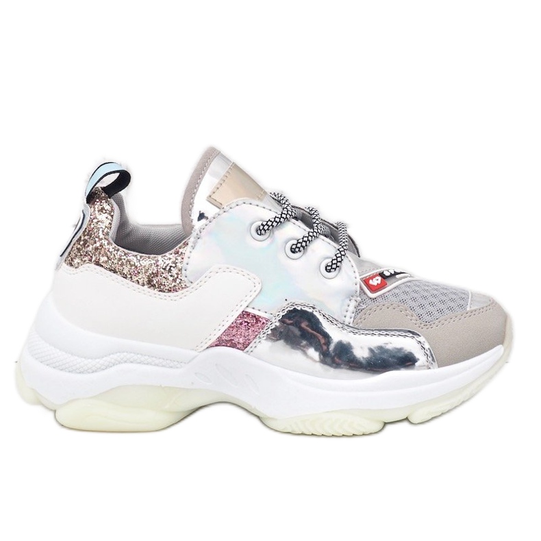 Sneakers sportive eleganti argento B0-206 grigio multicolore