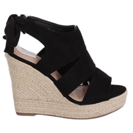 Espadrillas nere su zeppe 77-77 nere nero