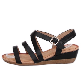Sandali neri con zeppa S060064 Black nero