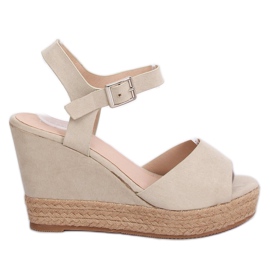Sandali con zeppa beige 9R195 Beige