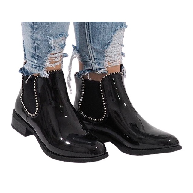 Stivali in vernice nera BO-237 # nero