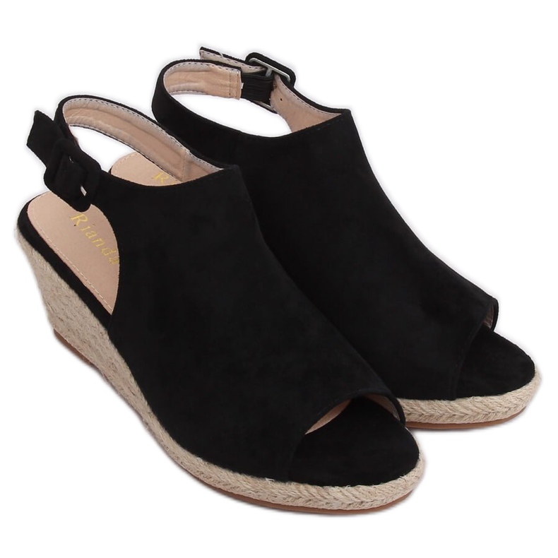 Espadrillas nere su zeppe F3303 Black nero