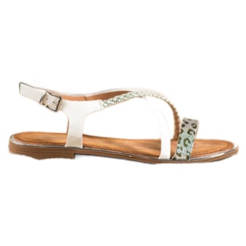 Small Swan Eleganti sandali con stampa leopardata bianco