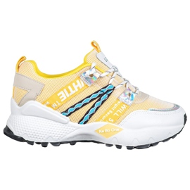 Bona Scarpe da ginnastica in rete d'amore bianco giallo