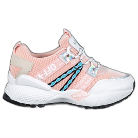 Bona Scarpe da ginnastica in rete d'amore bianco rosa