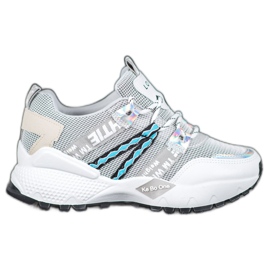 Bona Scarpe da ginnastica in rete d'amore bianco grigio