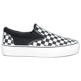 SHELOVET Slipons in bianco e nero sulla piattaforma bianca