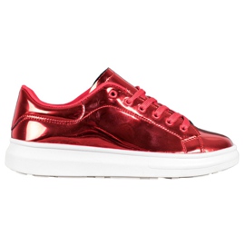 Bona Scarpe lucide sulla piattaforma rosso