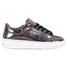 Bona Scarpe lucide sulla piattaforma marrone multicolore