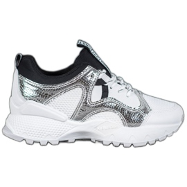 Bona Sneakers alla moda con rete bianca grigio