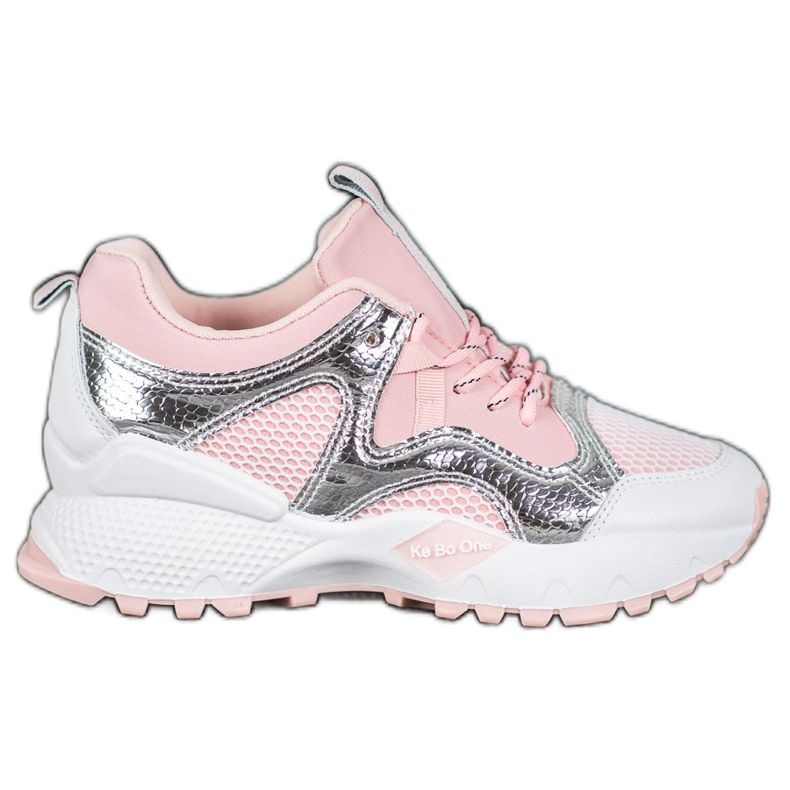 Bona Sneakers alla moda con rete rosa grigio