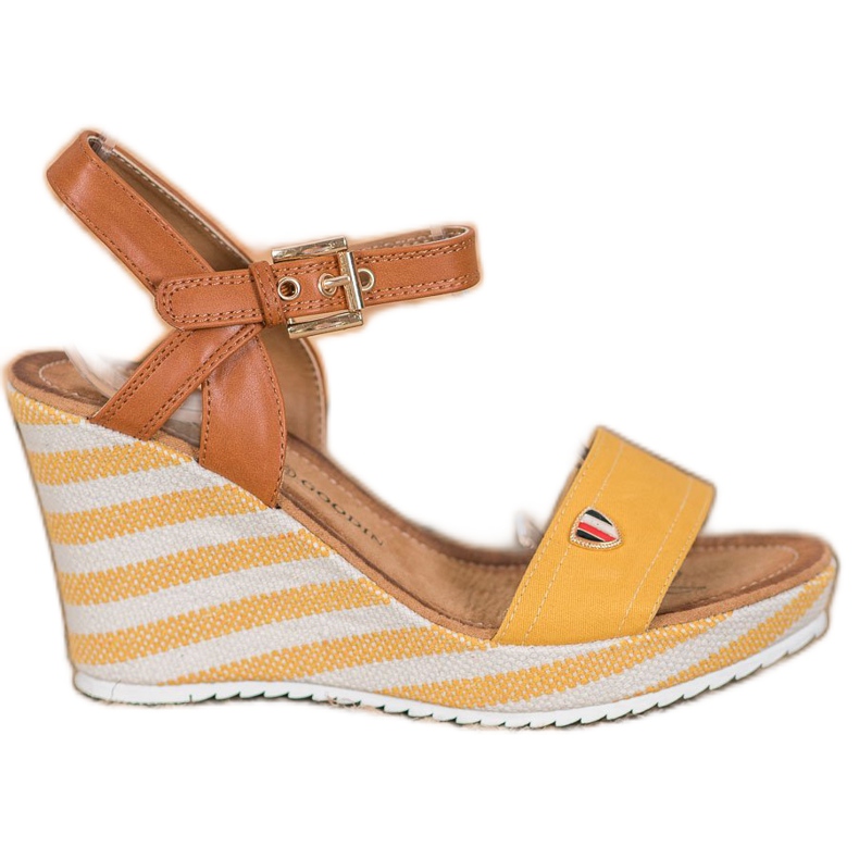 Goodin Sandali con zeppa alla moda marrone multicolore giallo