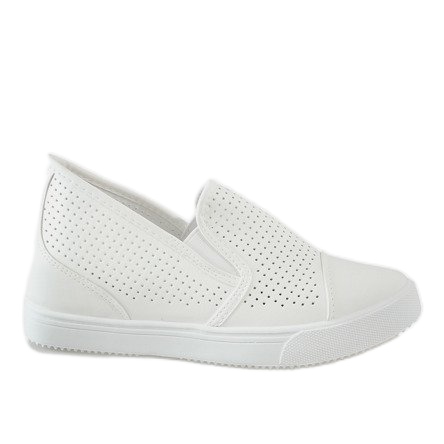 Sneakers bianche traforate sulla zeppa DD441-2 bianca
