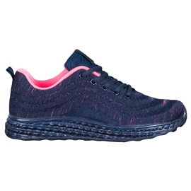 Bona Calzature in tessuto leggero blu navy rosa